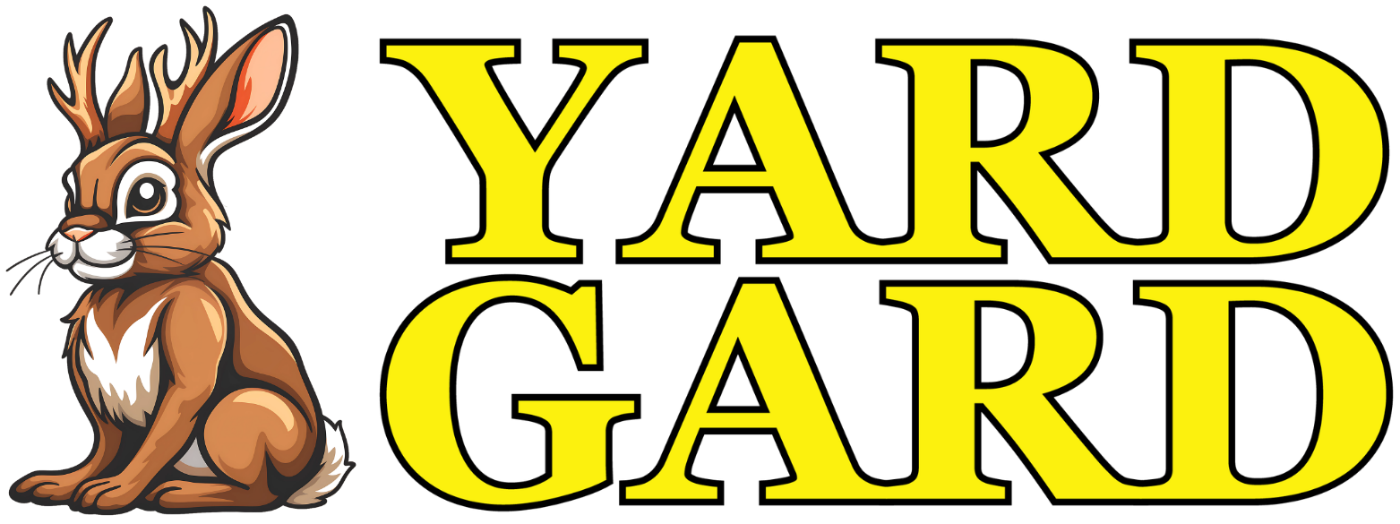 Logo of Yard Gard with a cartoon rabbit on a white background